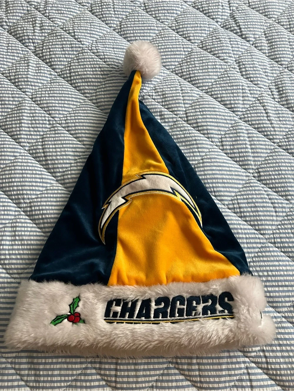 Los Angeles Chargers Navy & Gold Holiday hat